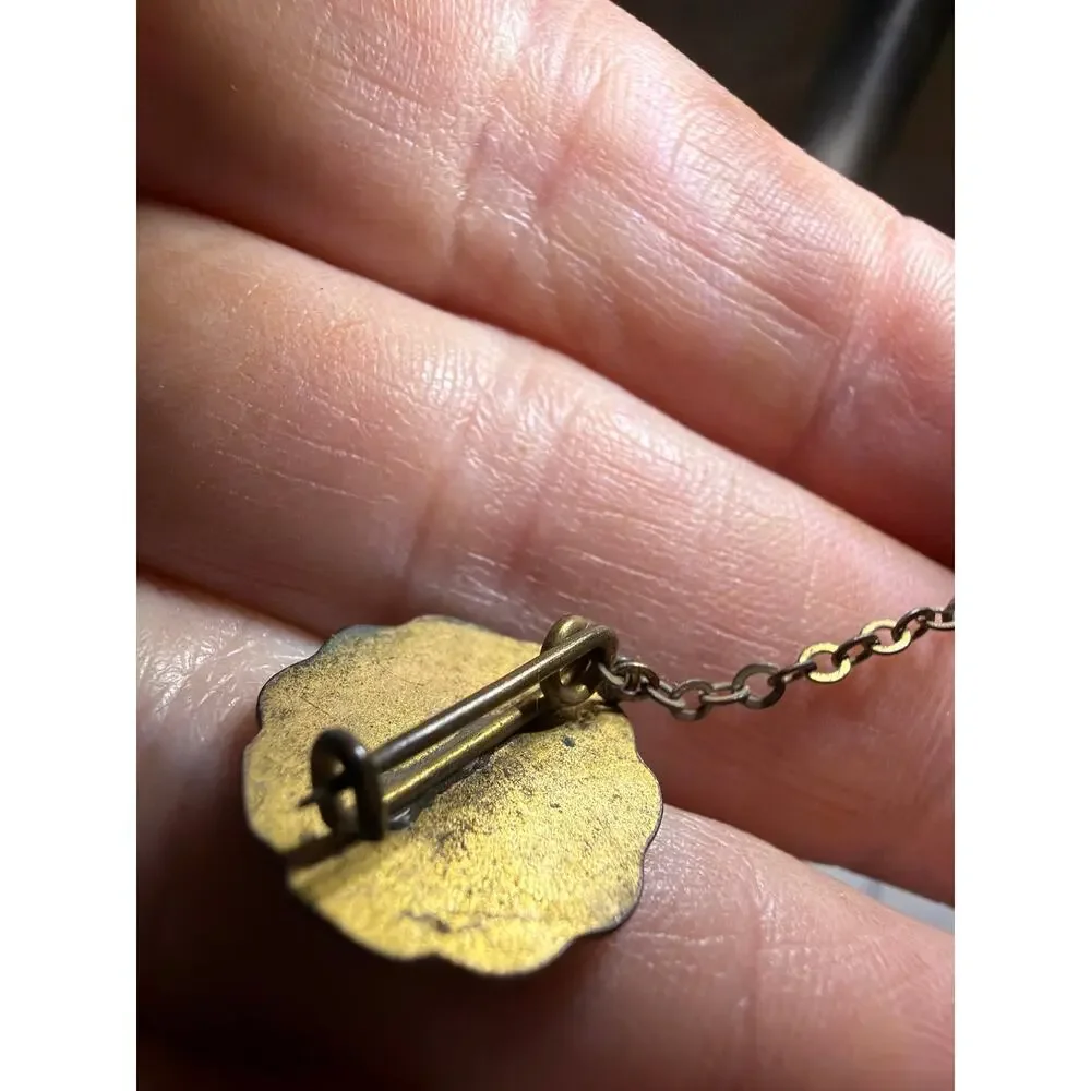 Vintage Atlantic City Convention Hall 36 Year Service Chain Lapel Pin Gold Tone